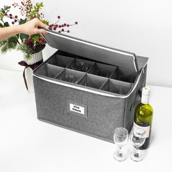 Collapsible Wine Glass Storage Organizer Storage Box With Dividers Christmas Ornaments Storage Box Stemware Storage Case Protective Storage Case For Glassware Style Degree Singapore Sg