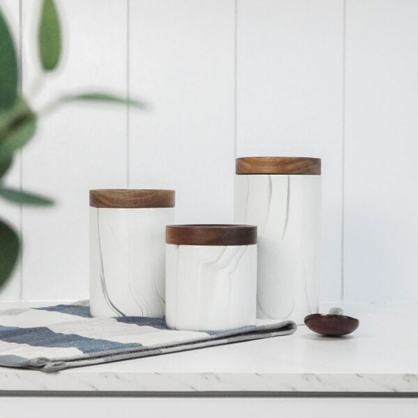 Marble Ceramic Airtight Container Marble Canister With Wooden Lid White Marble Jars Style Degree Sg Singapore