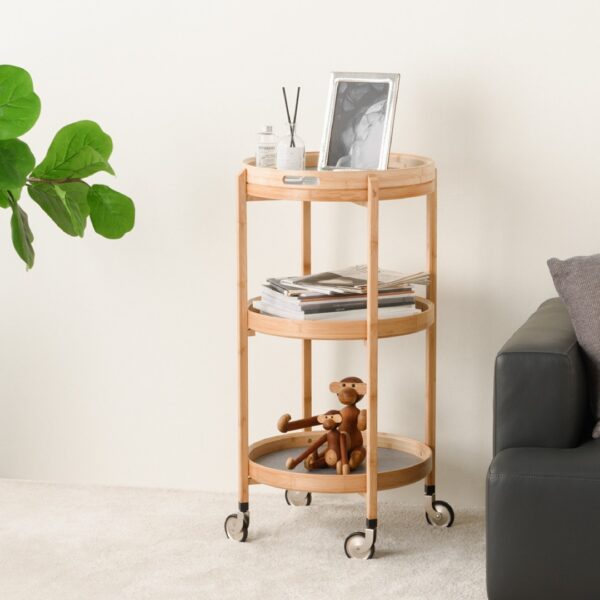 Gaia Bar Cart With Detachable Tray Rolling Trolley Wheels Coffee Table Living Room Kitchen Style Degree Sg Singapore