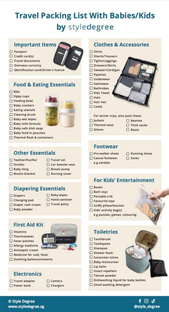 Travel packing list with baby or kids singapore mum singapore family travel packing list