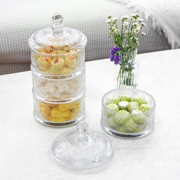 Raya Crystal Glass Food Jar Kuih Raya Jar Cookies Hari Raya Cookies Jar Raya Jar Embossed Glass Sealed Storage Jar Style Degree Singapore Sg