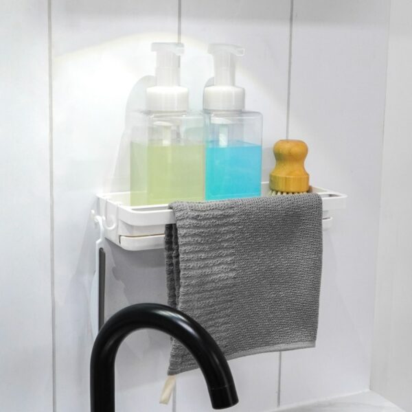 Airy Kitchen Sink Wall Holder (With Towel Rail) Kitchen Sink Caddy Sink Organizer Sink Soap Organizer With Drainage Tray Style Degree Singapore Sg