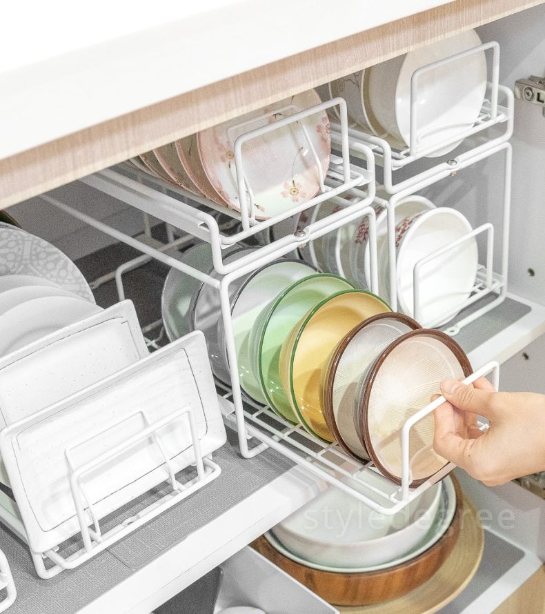 Kitchen Dish Storage Rack With Homemade Drawer Type Pull-out