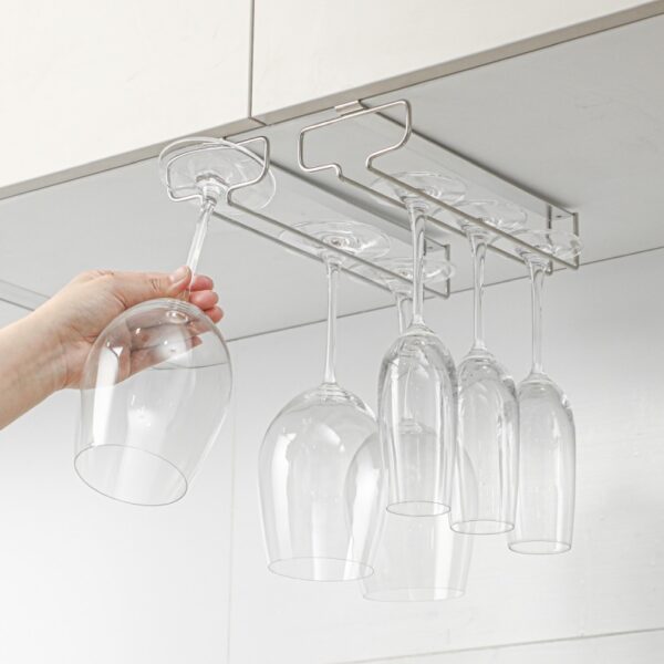 Steely™ Wine Glass Under Cabinet Holder Rack Wine Glass Under Shelf Rack Metal Stainless Steel Hanging Wine Glass Rack Style Degree Singapore Sg