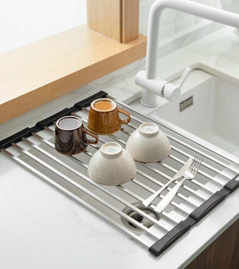 Steely™ Foldable Over-The-Sink Drying Rack Roll Up Dish Rack