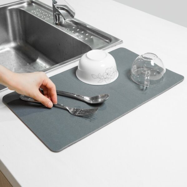 Diatomite Absorbent Drying Mat Sink Dish Drying Mat Soft Diatomite Drying Pad For Kitchen Style Degree Singapore Sg