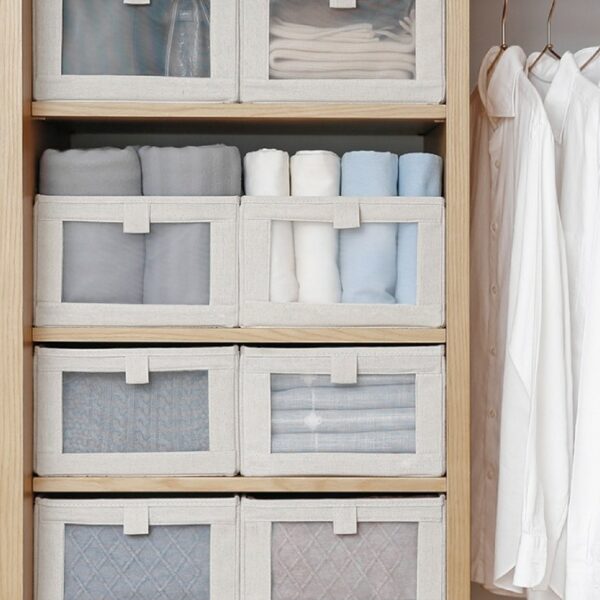 Canvas Viewable Pull-Out Bin Jeans Compartment Storage Box Small Closet Storage Bin For Clothes Drawer Bins for T-shirts Jeans Pants For Closet Style Degree Singapore Sg