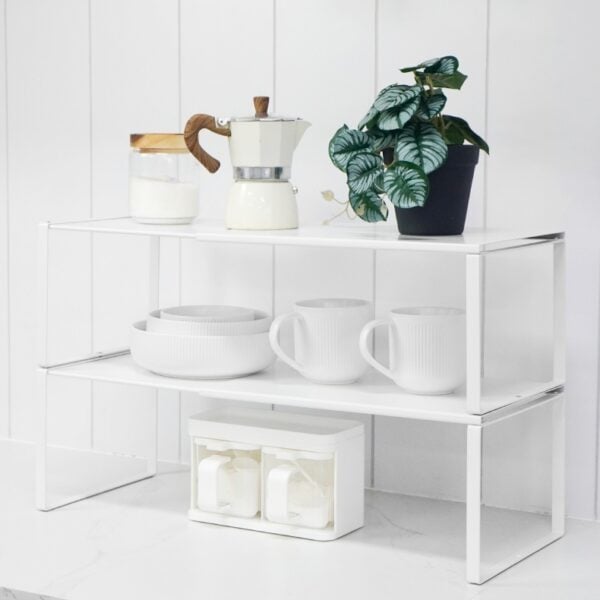 Extendly™ Kitchen Shelf & Countertop Rack Kitchen Countertop Organizer Countertop Shelf for Kitchen Extendable Kitchen Rack Organizer Shelf Riser For Plates Bowls Inside Cabinet Kitchen Rack To Maximise Organizer Space Style Degree Singapore Sg