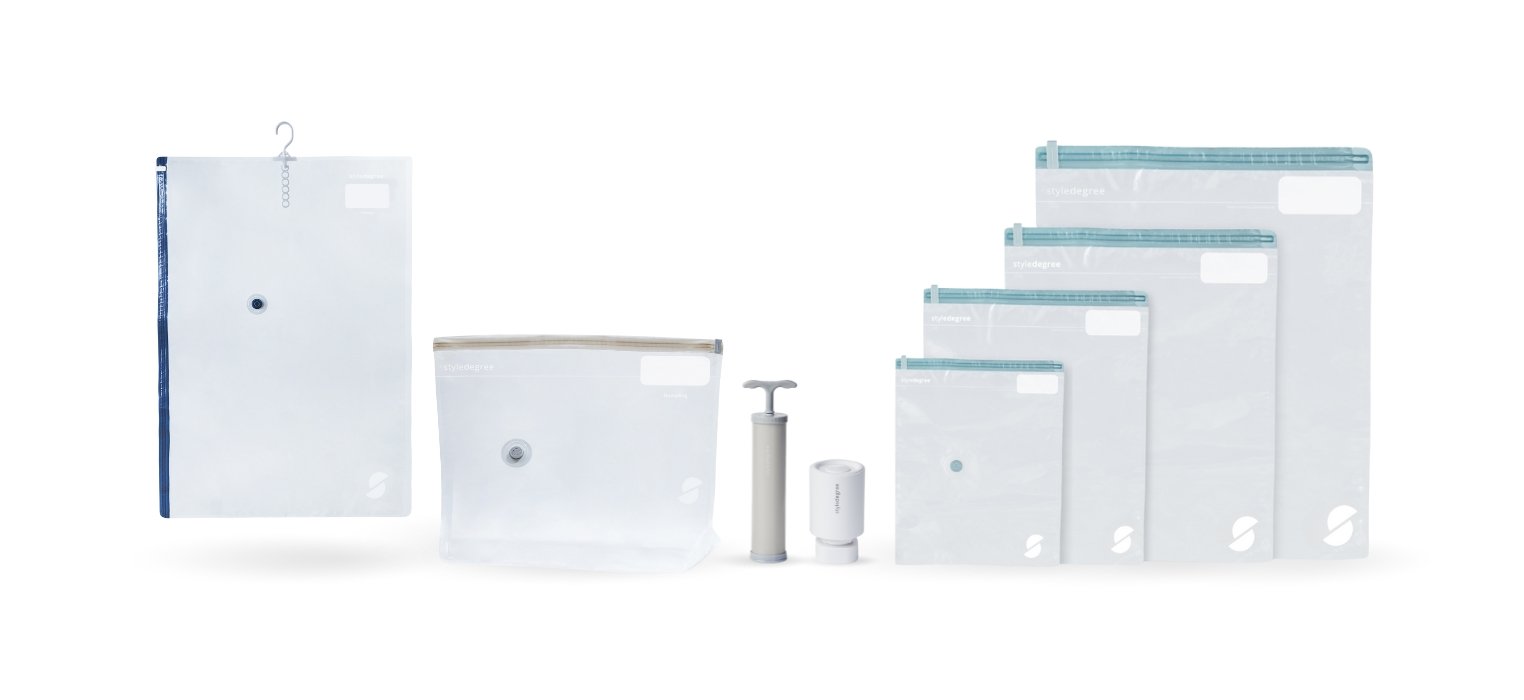 ClearVacuum™ Vacuum Storage Bag Set Travel Luggage Wardrobe Clothes Storage Electric Pump Style Degree