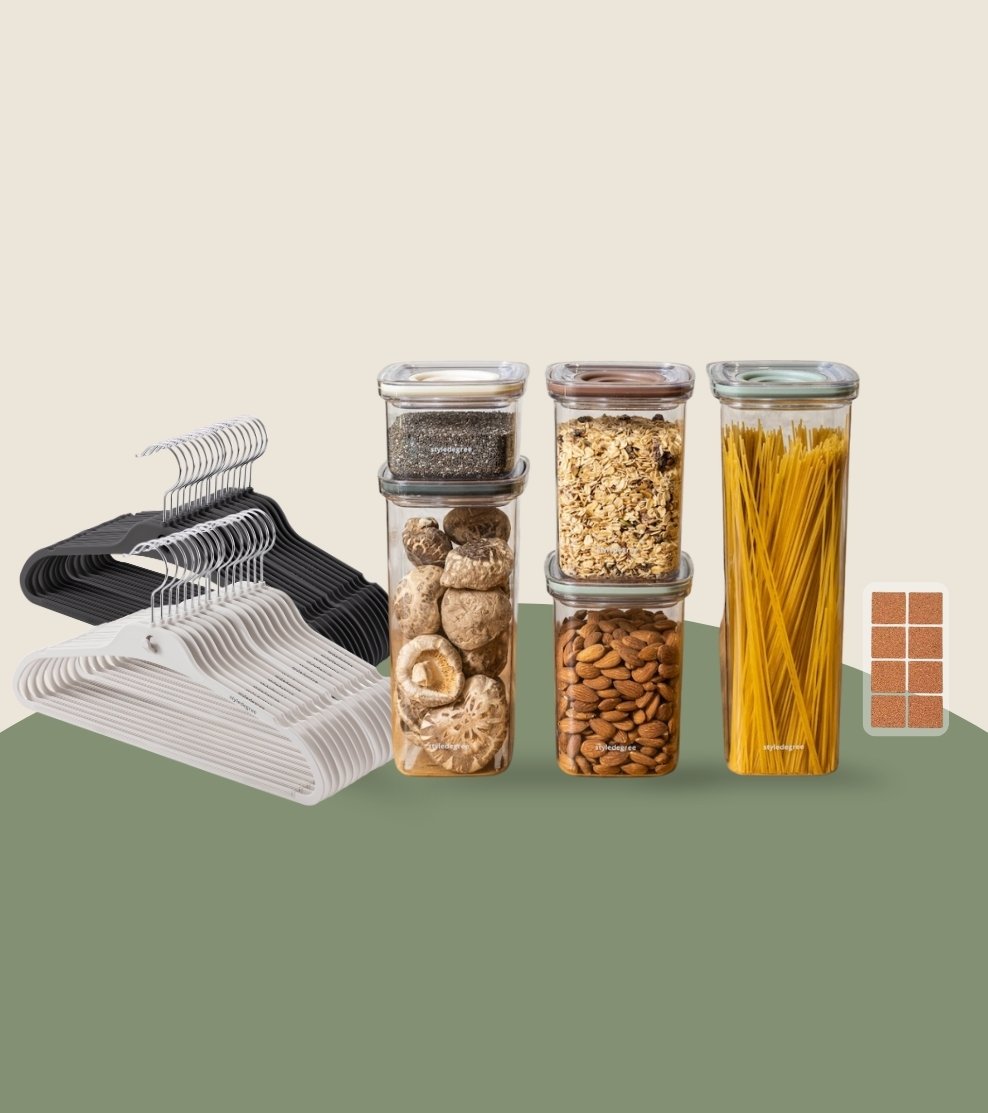 Raya Home Bundle set of 5 ClarityTwist Food Container GoodFit Hangers Style Degree