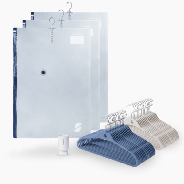 ClearVacuum™ Vacuum Storage Bag & GoodFit™ Clothes Hanger Wardrobe Organization Bundle Style Degree